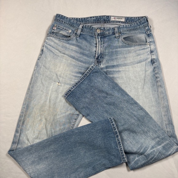 AG Adriano Goldschmied Jeans Mens 33R Light Blue The Matchbox Slim Straight 18Y - Picture 2 of 16